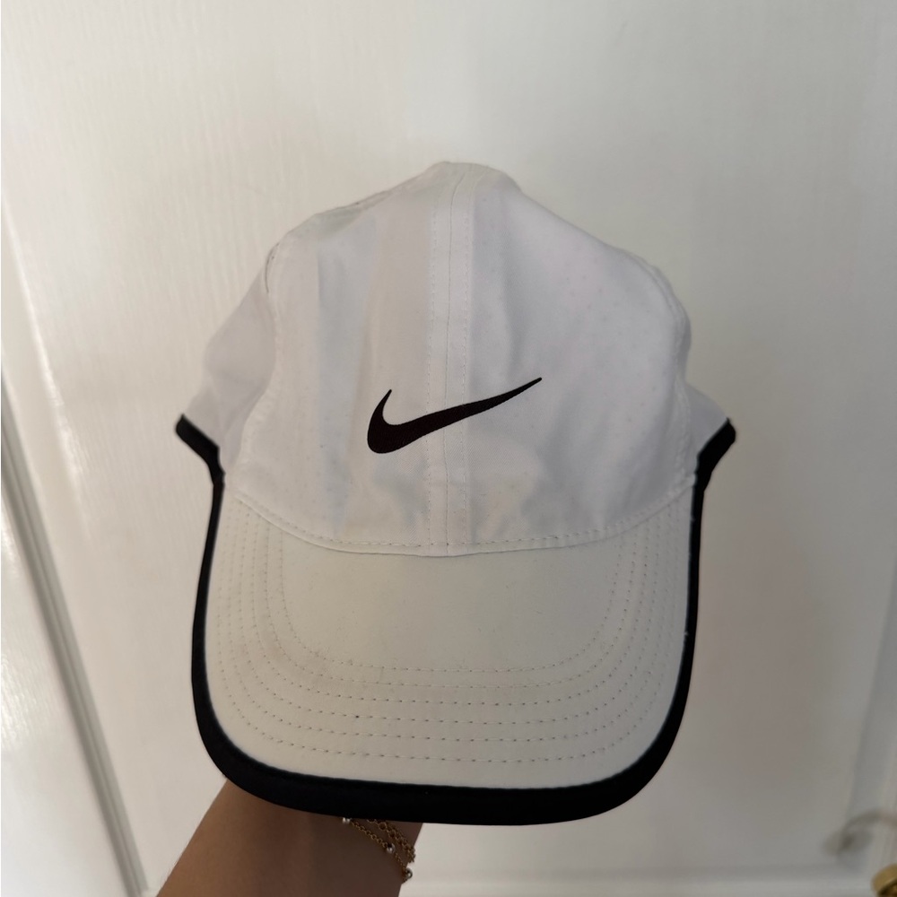 Nike White Cap with Black Swoosh and Trim